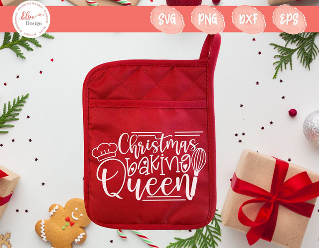 Christmas Pot Holder - Christmas Baking Queen - SVG, PNG, DXF, EPS SVG Elsie Loves Design 