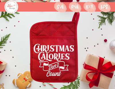 Christmas Pot Holder - Christmas Calories Don't Count - SVG, PNG, DXF, EPS SVG Elsie Loves Design 