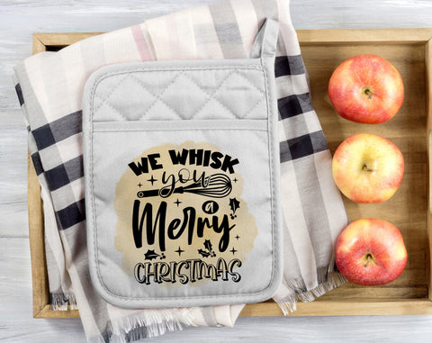 Christmas Pot Holder Sublimation Designs Bundle, 6 Designs, Christmas Pot Holder PNG Files, We Whisk You A Merry Christmas PNG, Christmas Calories Don't Count PNG Sublimation HappyDesignStudio 