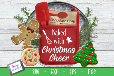 Christmas Pot Holder SVG - Baked with Christmas Cheer SVG SVG Stacy's Digital Designs 