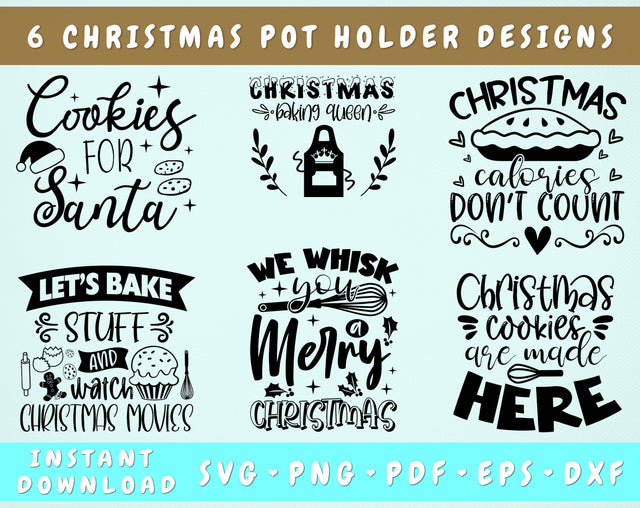 Christmas Pot Holder SVG Bundle, 6 Designs, Christmas Baking SVG, Christmas Baking Queen SVG, Christmas Cookies Are Made Here SVG SVG HappyDesignStudio 