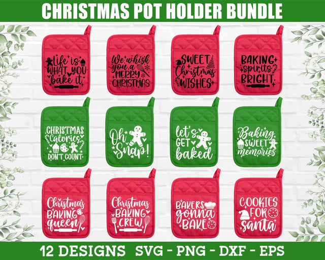 Christmas Pot Holder SVG Bundle - Christmas SVG, Potholder SVG, Kitchen SVG, Funny Kitchen SVG, Christmas Baking Crew SVG, Christmas PNG SVG GraphicsTreasures 