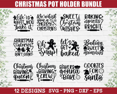Christmas Pot Holder SVG Bundle - Christmas SVG, Potholder SVG, Kitchen SVG, Funny Kitchen SVG, Christmas Baking Crew SVG, Christmas PNG SVG GraphicsTreasures 