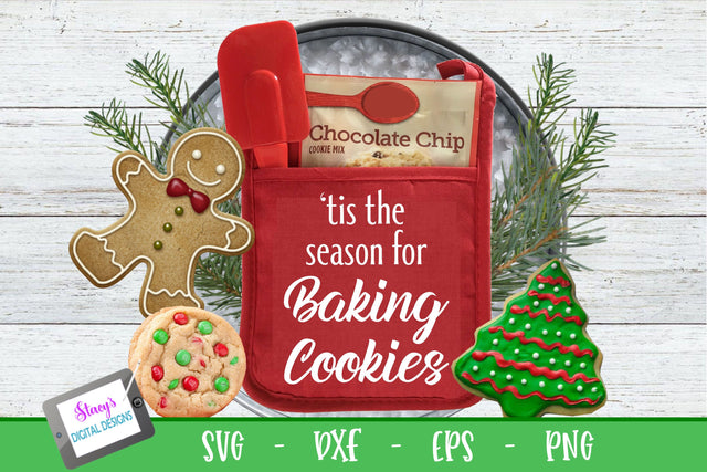 Christmas Pot Holder SVG - Tis the season for baking cookies SVG Design SVG Stacy's Digital Designs 