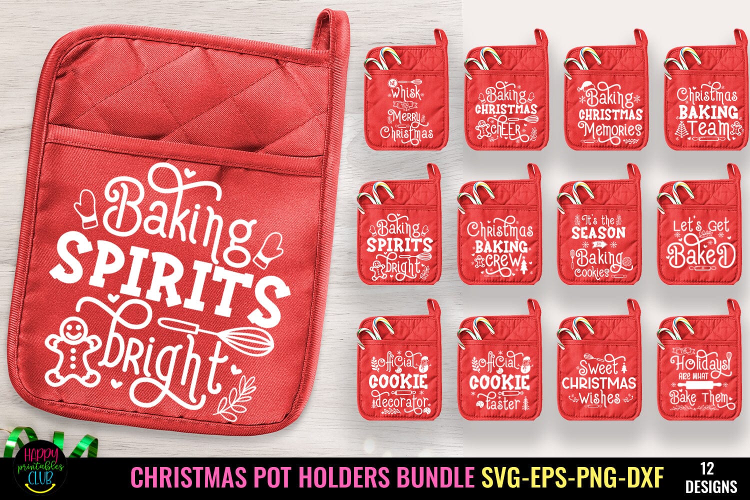 Christmas Baking I Christmas Pot Holders SVG I Oven Mitts - So Fontsy