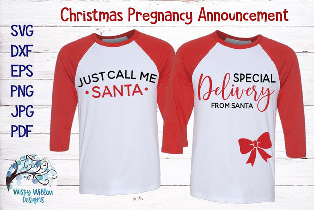 Christmas Pregnancy Announcement Shirts SVG SVG Wispy Willow Designs 