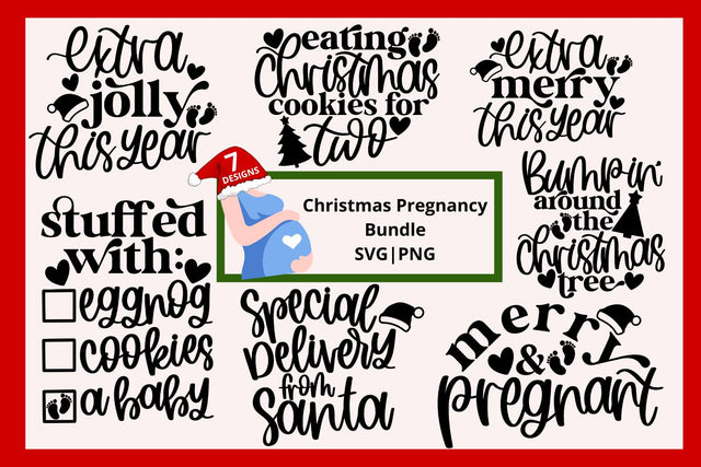 Christmas pregnancy bundle svg, christmas pregnancy shirt svg, new mom christmas svg, christmas pregnancy announcement svg,hand lettered svg SVG AnitaAlyiaLettering 