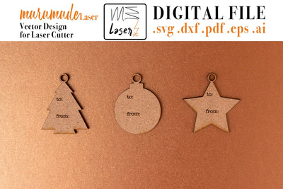 Christmas Present Cards Digital Vector File for Laser Cutter. SVG MaramadeLaser 