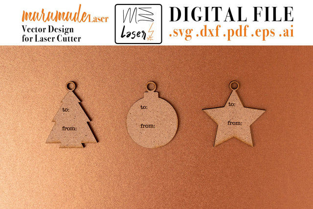 Christmas Present Cards Digital Vector File for Laser Cutter. SVG MaramadeLaser 