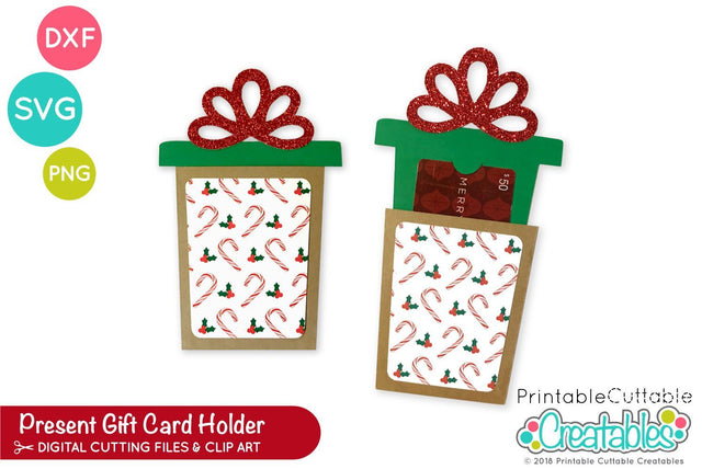 Christmas Present Gift Card Holder SVG Printable Cuttable Creatables