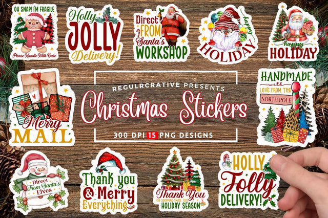 Christmas Printable Stickers Bundle Sublimation Regulrcrative 