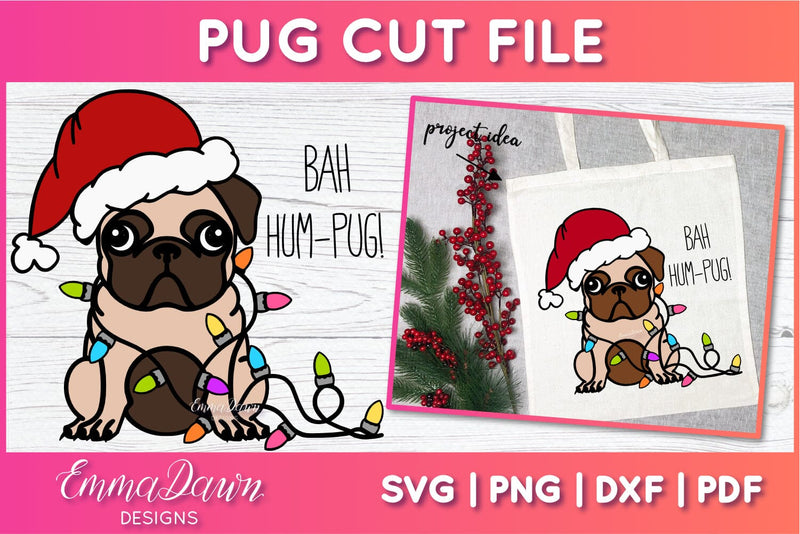 Christmas Pug SVG SVG Emma Dawn Designs 