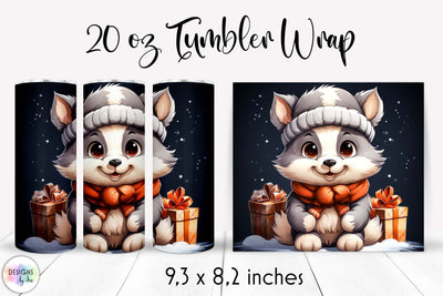 Christmas Puppy 20 oz Tumbler Wrap Design Sublimation Designs by Ira 