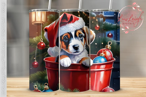 Christmas Puppy Tumbler wrap PNG Sublimation Luvleigh Digitals 