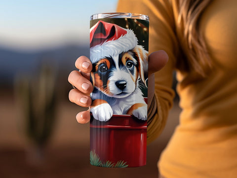 Christmas Puppy Tumbler wrap PNG Sublimation Luvleigh Digitals 