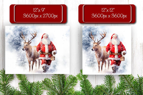 Christmas Puzzle PNG Kids Puzzle Santa Sublimation Watercolor Santa PNG Sublimation Createya Design 