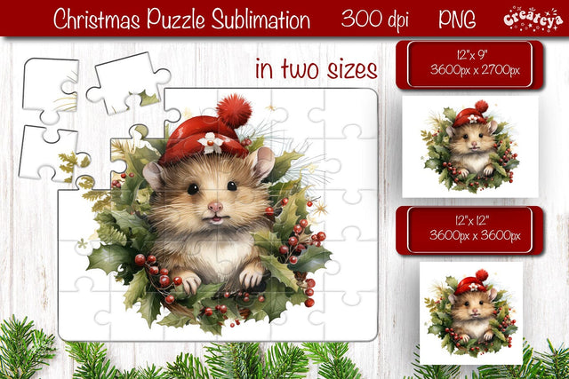 Christmas Puzzle PNG Kids Puzzle Sublimation Watercolor Baby Animal PNG Sublimation Createya Design 