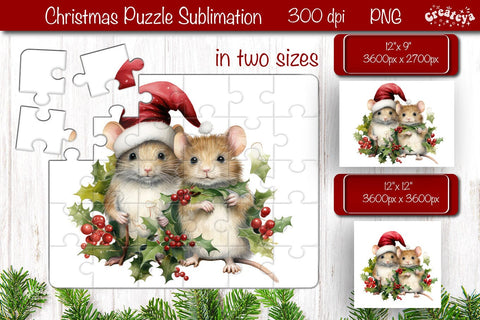 Christmas Puzzle PNG Kids Puzzle Sublimation Watercolor Baby Animal PNG Sublimation Createya Design 