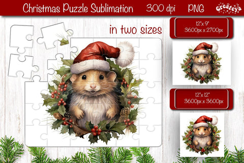 Christmas Puzzle PNG Kids Puzzles Sublimation Watercolor Baby Animal PNG Sublimation Createya Design 