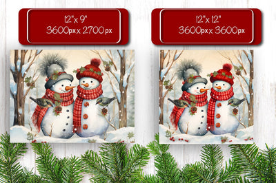 Christmas Puzzle PNG Kids Puzzles Sublimation Watercolor Snowman PNG Sublimation Createya Design 