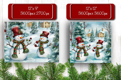 Christmas Puzzle PNG Kids Puzzles Sublimation Watercolor Snowman PNG Sublimation Createya Design 