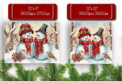 Christmas Puzzle PNG Kids Puzzles Sublimation Watercolor Snowman PNG Sublimation Createya Design 
