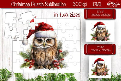 Christmas Puzzle PNG Owl Kids Puzzle Sublimation Watercolor PNG Sublimation Createya Design 