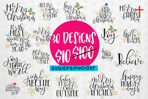 Christmas Quote Bundle - SVG EPS DXF PNG File SVG CoralCutsSVG 