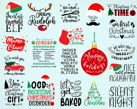 Christmas Quote SVG Bundle - 60 Designs, Christmas Sayings SVG, Christmas Designs SVG HappyDesignStudio 