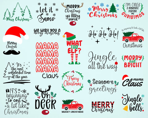 Christmas Quote SVG Bundle - 60 Designs, Christmas Sayings SVG, Christmas Designs SVG HappyDesignStudio 