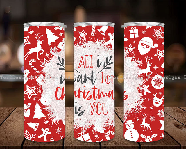 Christmas quote tumbler design download, Seamless Red Tumbler sublimation wrap template PNG with quote Sublimation ToriDesigns 