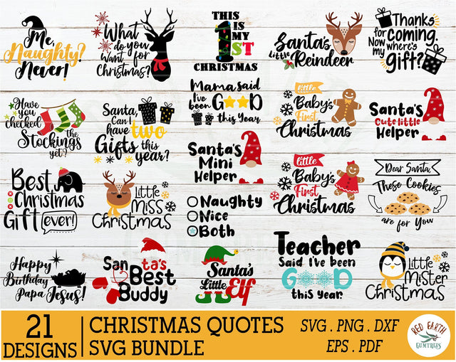 Christmas quotes bundle SVG,funny christmas decal svg,gnome SVG Redearth and gumtrees 