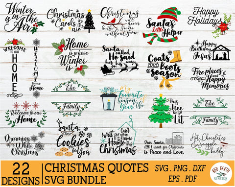 Christmas quotes bundle SVG,Winter holiday sayings decal SVG Redearth and gumtrees 