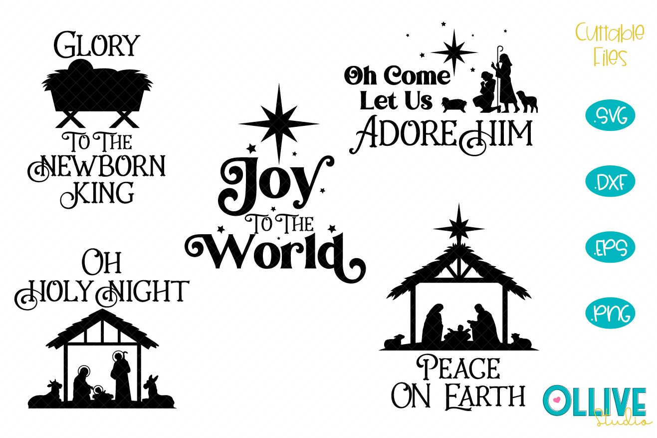 Christmas nativity svg O' holy night svg Christmas quote sayings gift iron  on print Cut Files Cricut Silhouette Digital Vector SVG dxf Png