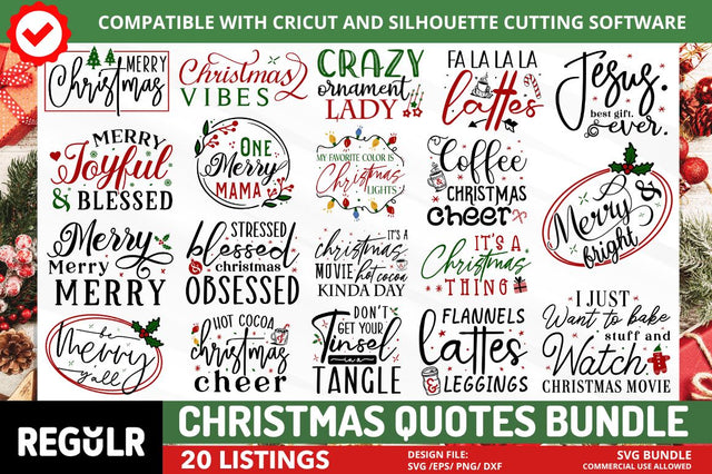 Christmas Quotes svg Bundle SVG Regulrcrative 