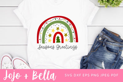 Christmas Rainbow SVG, Seasons Greetings SVG, Christmas SVG, Christmas Tree Svg, Christmas Cut File, Svg Files For Cricut, Silhouette SVG Jojo&Bella 