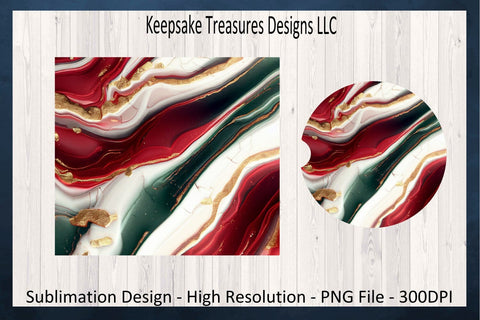 Christmas Red and Green Marble 20oz Straight Tumbler & Car Coaster, Sublimation PNG Printable, Digital Download Sublimation Keepsake Treasures Designs LLC. 