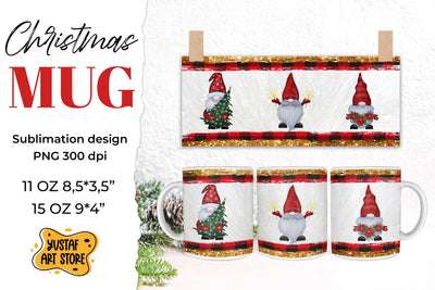 Christmas red gnomes mug sublimation 11 oz 15 oz design Sublimation Yustaf Art Store 