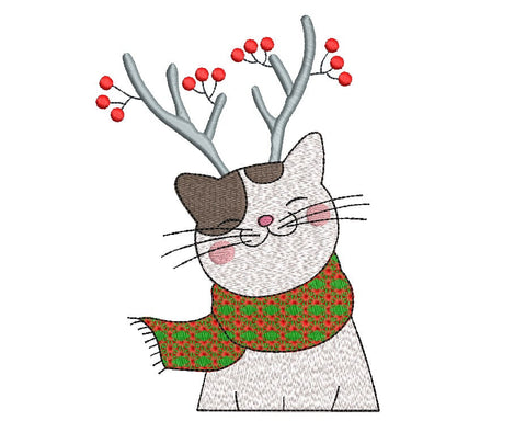 Christmas Reindeer Cat #2 Machine Embroidery Design Embroidery/Applique DESIGNS Canada Embroidery 