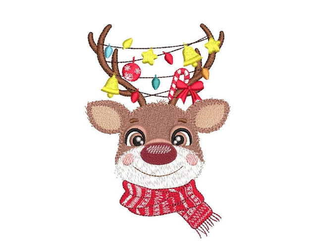 Christmas Reindeer Embroidery Design, 4 sizes, Instant Download Embroidery/Applique DESIGNS Nino Nadaraia 