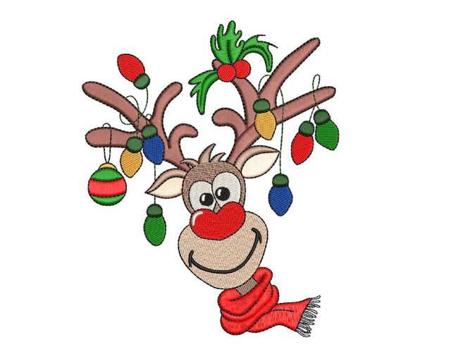 Christmas Reindeer Embroidery Design, 4 sizes, Instant Download Embroidery/Applique DESIGNS Nino Nadaraia 