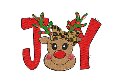Christmas Reindeer Embroidery Design, Joy Embroidery File, 4 sizes, Instant Download Embroidery/Applique DESIGNS Nino Nadaraia 