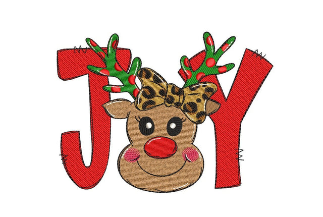 Christmas Reindeer Embroidery Design, Joy Embroidery File, 4 sizes, Instant Download Embroidery/Applique DESIGNS Nino Nadaraia 