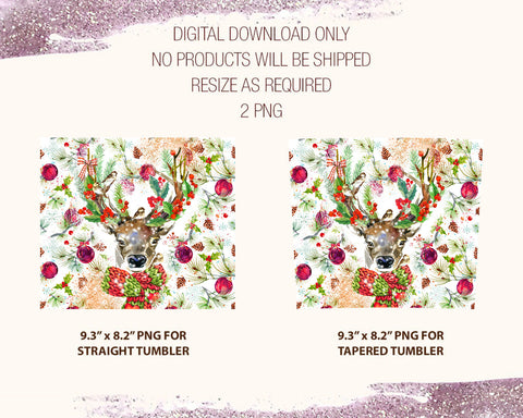 Christmas Reindeer Seamless Sublimation Designs Downloads - Skinny Tumbler 20oz Design Sublimation CaldwellArt 
