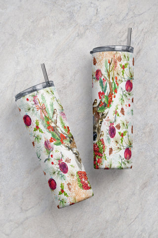 Christmas Reindeer Seamless Sublimation Designs Downloads - Skinny Tumbler 20oz Design Sublimation CaldwellArt 