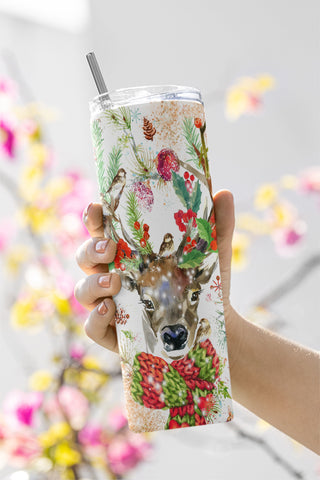 Christmas Reindeer Seamless Sublimation Designs Downloads - Skinny Tumbler 20oz Design Sublimation CaldwellArt 