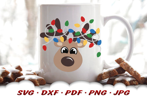 Christmas Reindeer SVG | Christmas Lights SVG SVG Cloud9Design 