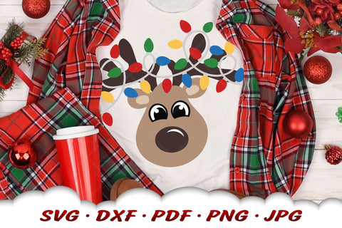 Christmas Reindeer SVG | Christmas Lights SVG SVG Cloud9Design 
