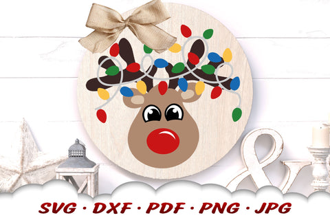 Christmas Reindeer SVG | Christmas Lights SVG SVG Cloud9Design 