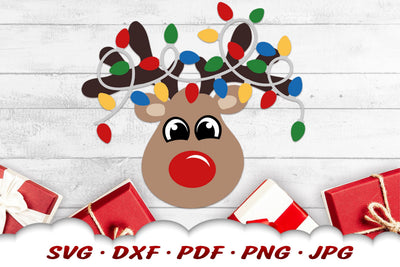 Christmas Reindeer SVG | Christmas Lights SVG SVG Cloud9Design 